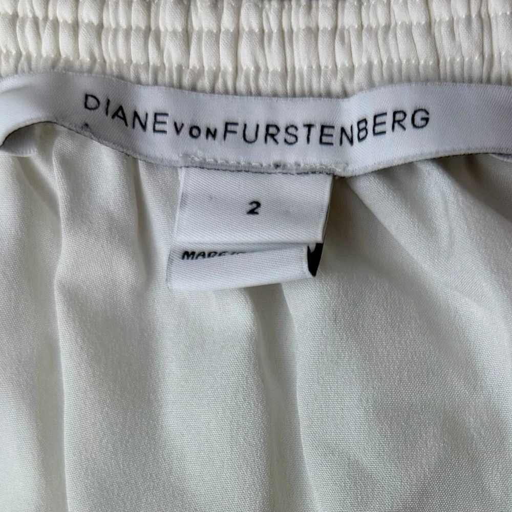 Diane Von Furstenberg White Edlyn Eyelet Peasant Dress Sz 2 Boho Chiffon Mini - Picture 6 of 8
